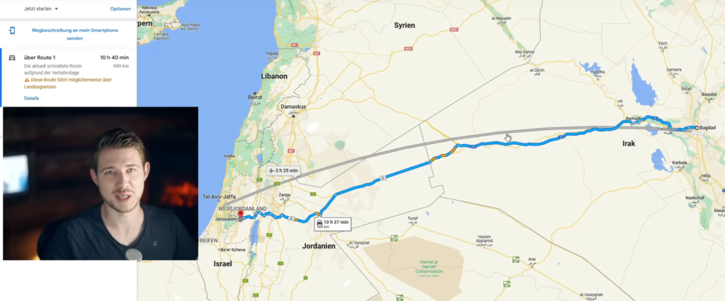 Entfernung Bagdad und Jerusalem