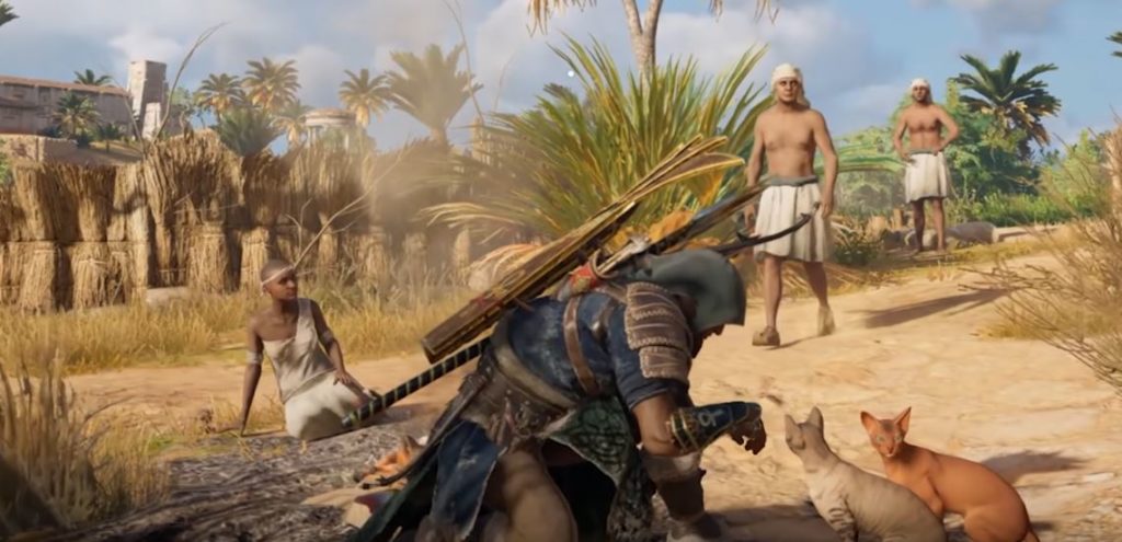 Bayek Katzen streicheln Assassin's Creed Origins
